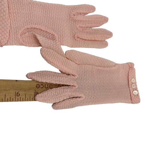 Hansen Womens Vintage Day Gloves Pink Size 6 Knit Texture Button Accent - Picture 4 of 6